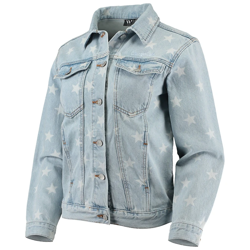 The Wild Collective Chicago Cubs Allover Print Button-Up Jacket