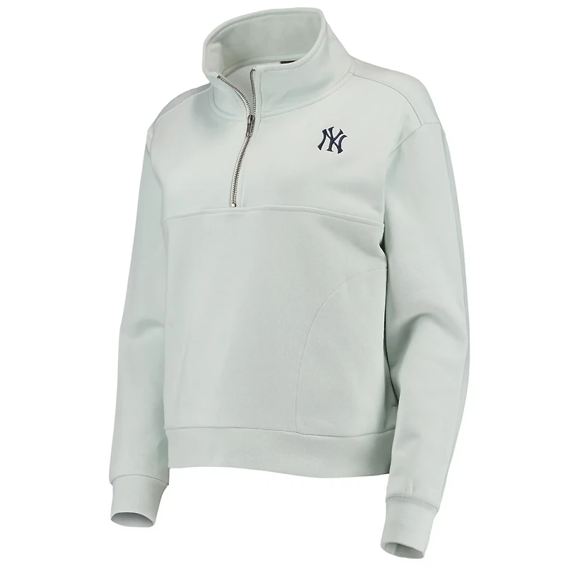 The Wild Collective Light New York Yankees Two-Hit Quarter-Zip Pullover Top