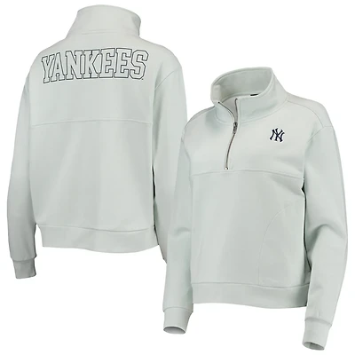 The Wild Collective Light New York Yankees Two-Hit Quarter-Zip Pullover Top