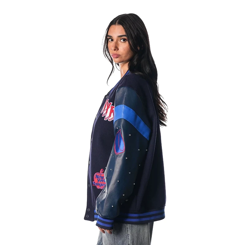 The Wild Collective New York Rangers Full-Snap Varsity Jacket