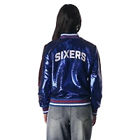 The Wild Collective Philadelphia 76ers Sequin Bomber Full-Zip Jacket