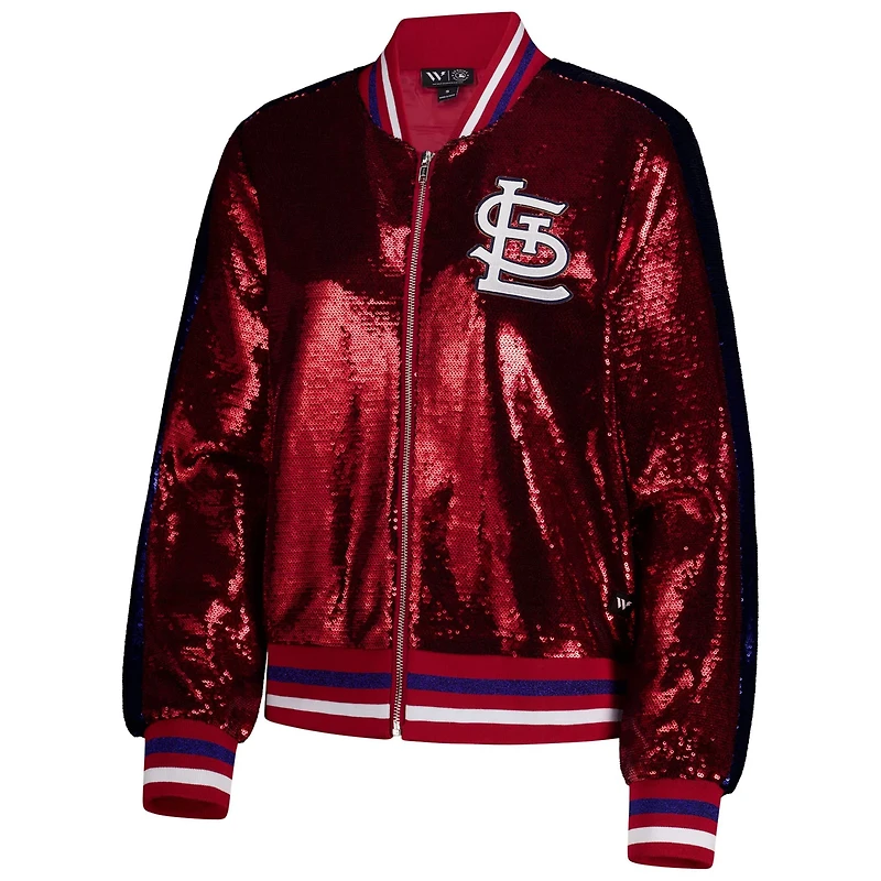 The Wild Collective St Louis Cardinals Sequin Full-Zip Bomber Jacket
