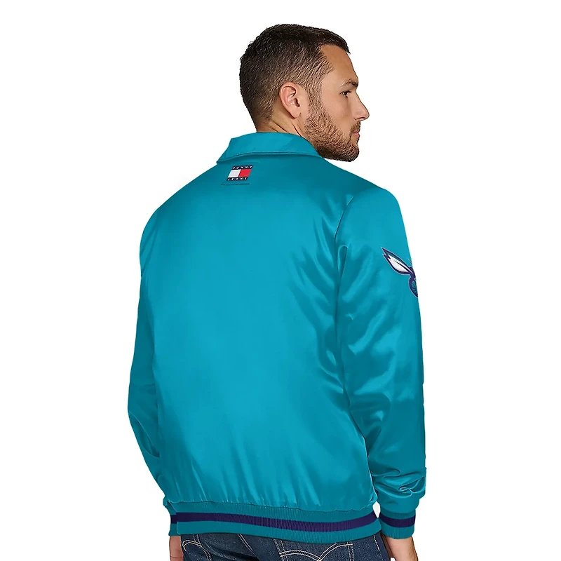 Tommy Jeans Charlotte Hornets Jacob Chain Stitch Applique Full-Snap Varsity Jacket