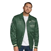 Tommy Jeans Hunter Milwaukee Bucks Jacob Chain Stitch Applique Full-Snap Varsity Jacket