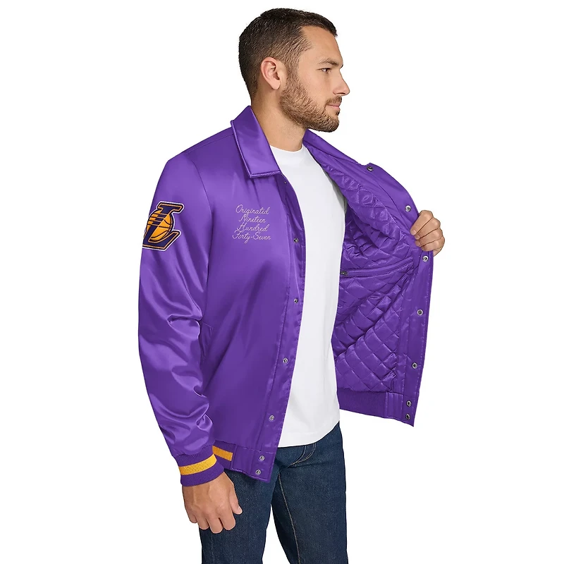 Tommy Jeans Los Angeles Lakers Jacob Chain Stitch Applique Full-Snap Varsity Jacket