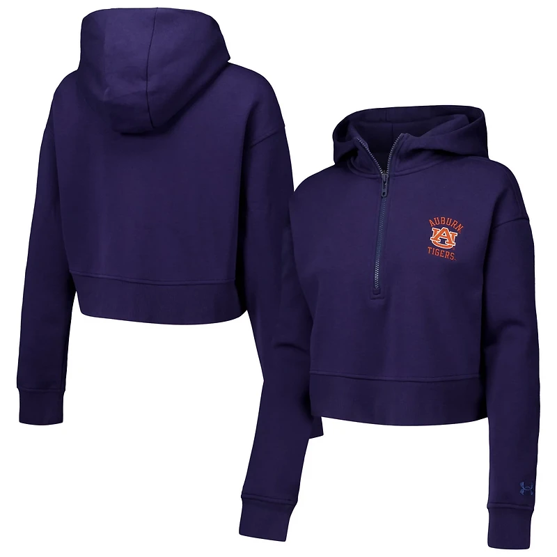 Under Armour Auburn Tigers Inline Modest Cropped Half-Zip Hoodie