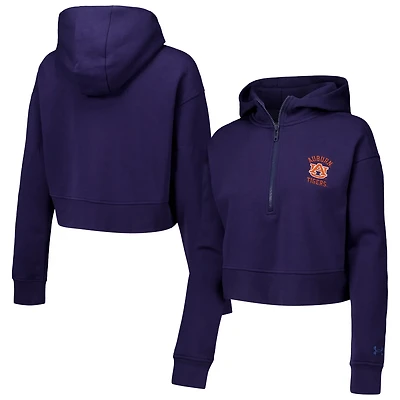 Under Armour Auburn Tigers Inline Modest Cropped Half-Zip Hoodie