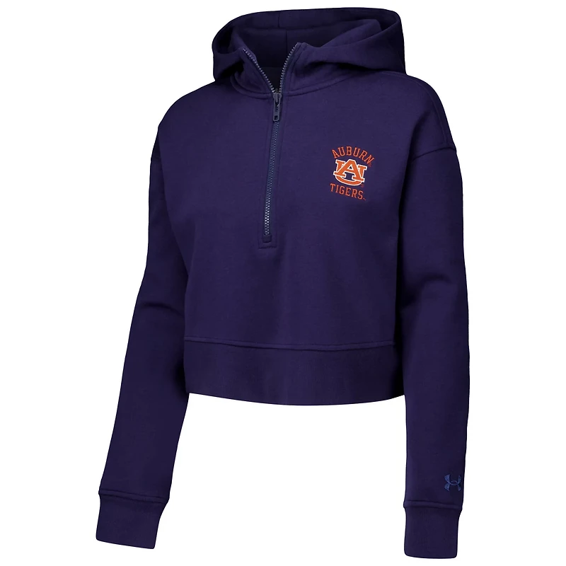 Under Armour Auburn Tigers Inline Modest Cropped Half-Zip Hoodie
