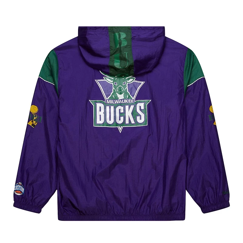 Unisex Mitchell  Ness Milwaukee Bucks Hardwood Classics Team OG 30 Anorak Half-Zip Windbreaker Jacket