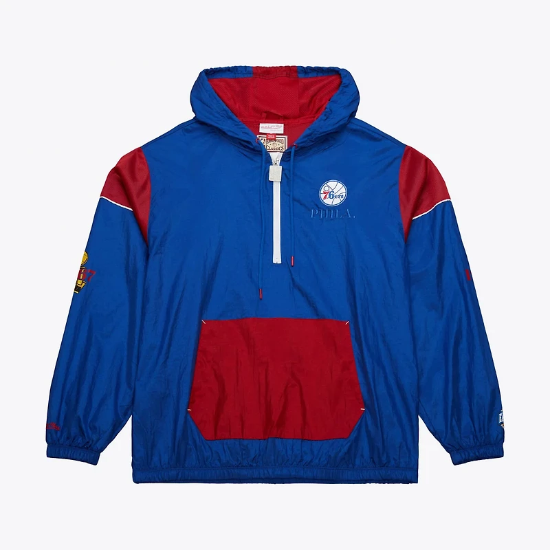 Unisex Mitchell  Ness Philadelphia 76ers Hardwood Classics Team OG 30 Anorak Half-Zip Windbreaker Jacket