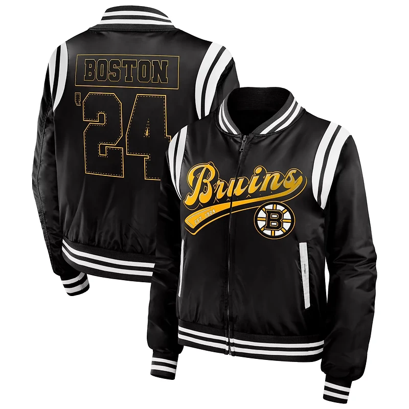 WEAR by Erin Andrews Boston Bruins Baller Full-Zip Bomber Jacket