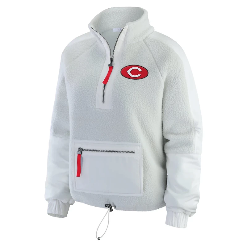 WEAR by Erin Andrews Cincinnati Reds Polar Fleece Quarter-Zip Jacket