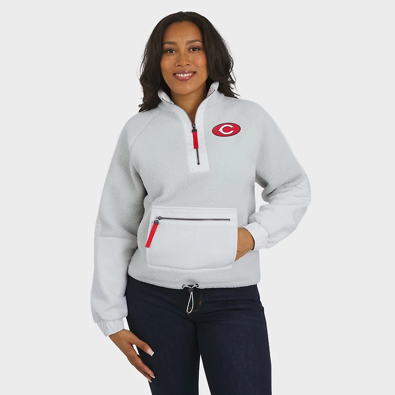WEAR by Erin Andrews Cincinnati Reds Polar Fleece Quarter-Zip Jacket