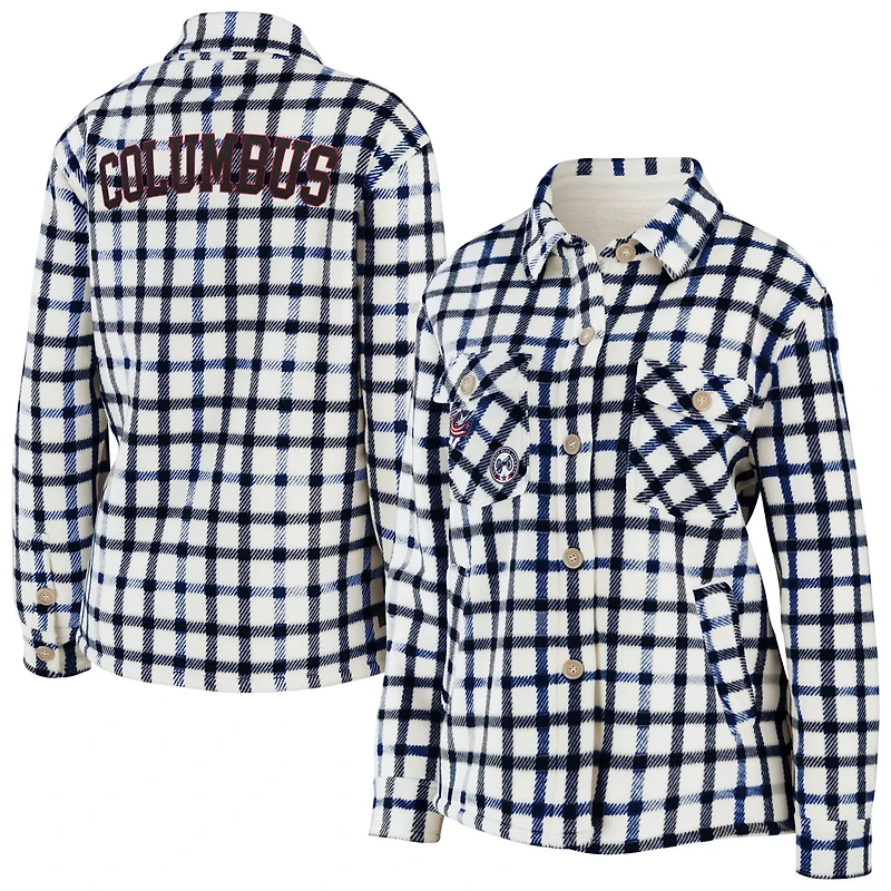 WEAR by Erin Andrews Columbus Jackets Plaid Button-Up Shirt Jacket