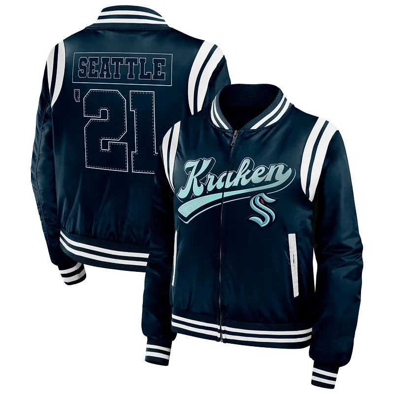 WEAR by Erin Andrews Deep Sea Seattle Kraken Baller Full-Zip Bomber Jacket