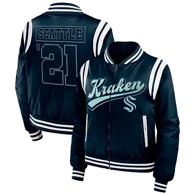 WEAR by Erin Andrews Deep Sea Seattle Kraken Baller Full-Zip Bomber Jacket