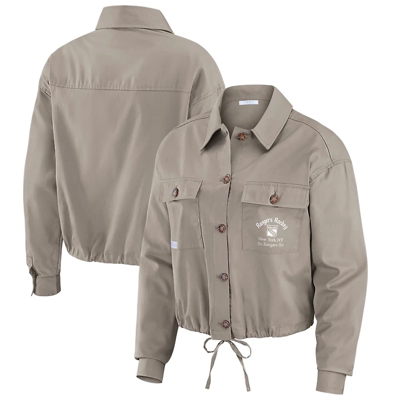 WEAR by Erin Andrews Gray New York Rangers Cinched Button-Up Jacket