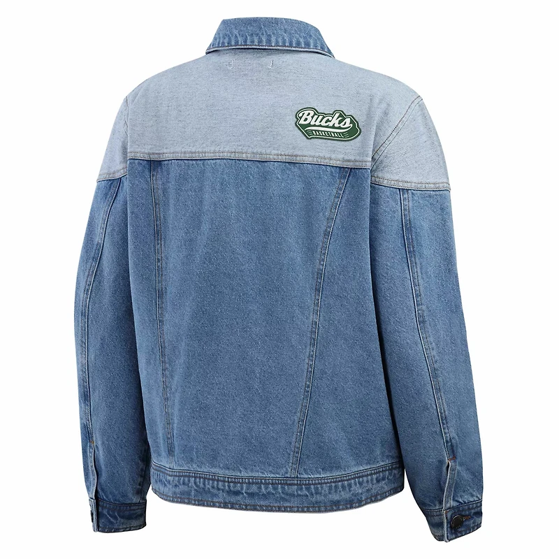 WEAR by Erin Andrews Milwaukee Bucks Full-Button Denim Jacket