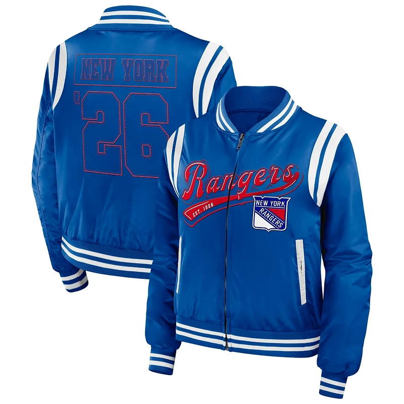 WEAR by Erin Andrews New York Rangers Baller Full-Zip Bomber Jacket