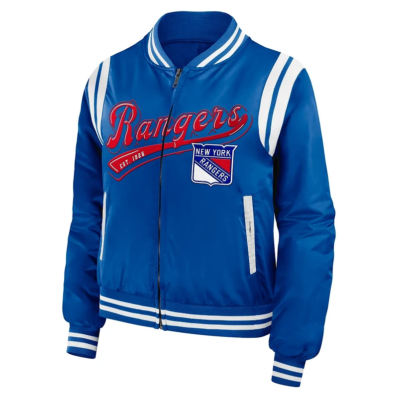 WEAR by Erin Andrews New York Rangers Baller Full-Zip Bomber Jacket