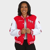 WEAR by Erin Andrews White Detroit Wings Varsity Full-Snap Puffer Jacket