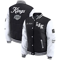 WEAR by Erin Andrews White Los Angeles Kings Varsity Full-Snap Puffer Jacket