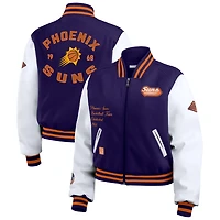 WEAR by Erin Andrews White Phoenix Suns Cropped Varsity Full-Zip Jacket