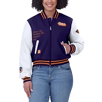WEAR by Erin Andrews White Phoenix Suns Cropped Varsity Full-Zip Jacket