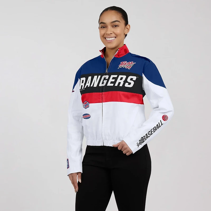 WEAR by Erin Andrews White Texas Rangers Racing Full-Zip Jacket