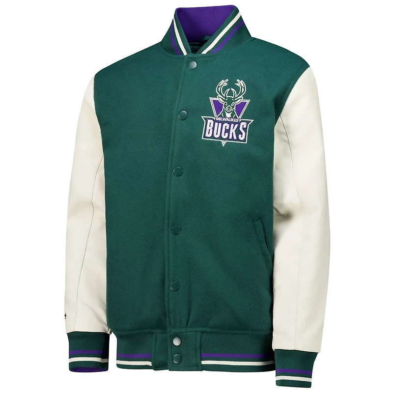 Youth Mitchell  Ness Hunter Milwaukee Bucks Full-Snap Varsity Jacket