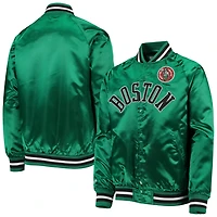 Youth Mitchell  Ness Kelly Boston Celtics Hardwood Classics Satin Raglan Full-Snap Jacket