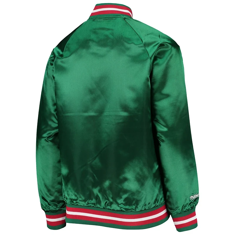Youth Mitchell  Ness Milwaukee Bucks Hardwood Classics Satin Raglan Full-Snap Jacket