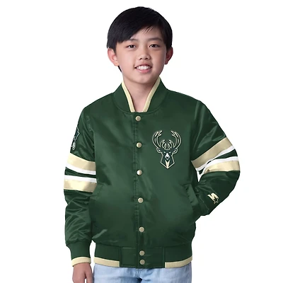 Youth Starter Hunter Milwaukee Bucks Scout Varsity Full-Snap Jacket