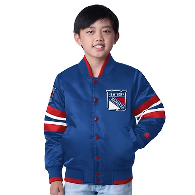 Youth Starter Red New York Rangers Scout 1 Full-Snap Varsity Jacket