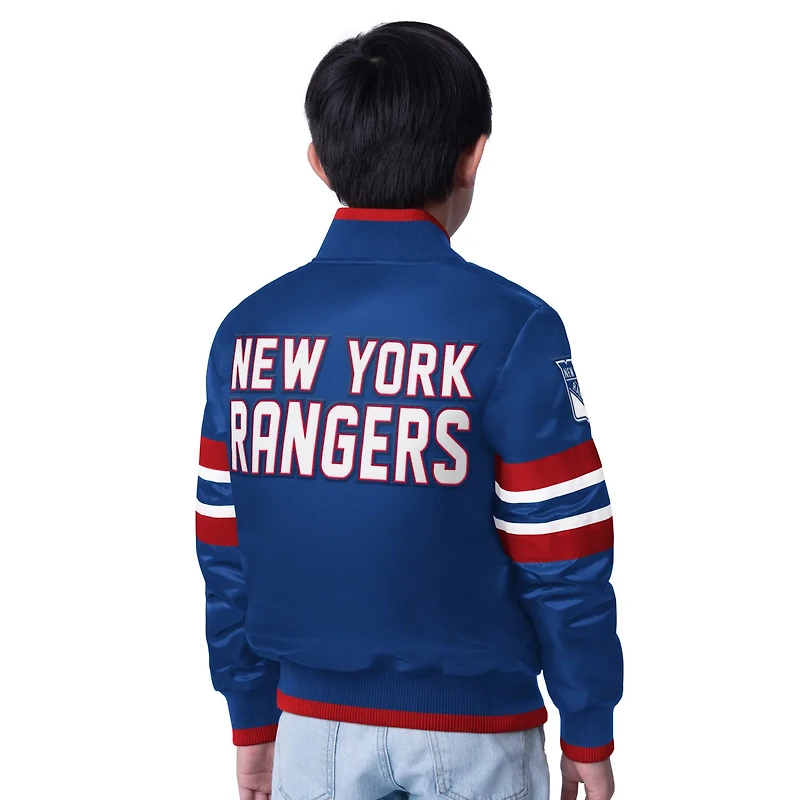 Youth Starter Red New York Rangers Scout 1 Full-Snap Varsity Jacket