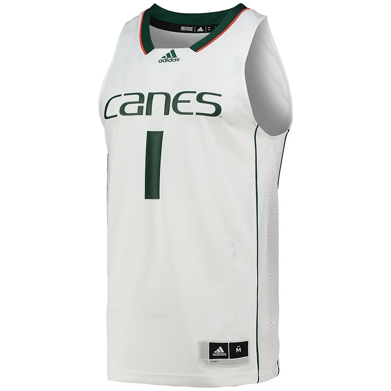 adidas 1 Miami Hurricanes Team Swingman Basketball Jersey