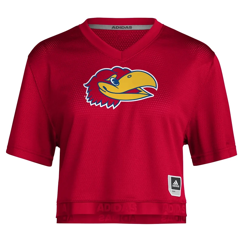 adidas Kansas Jayhawks Primegreen V-Neck Cropped Jersey