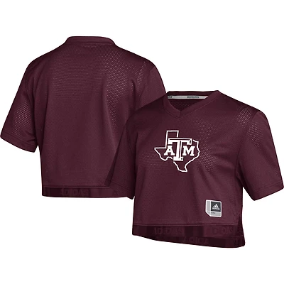 adidas Texas AM Aggies Primegreen V-Neck Cropped Jersey