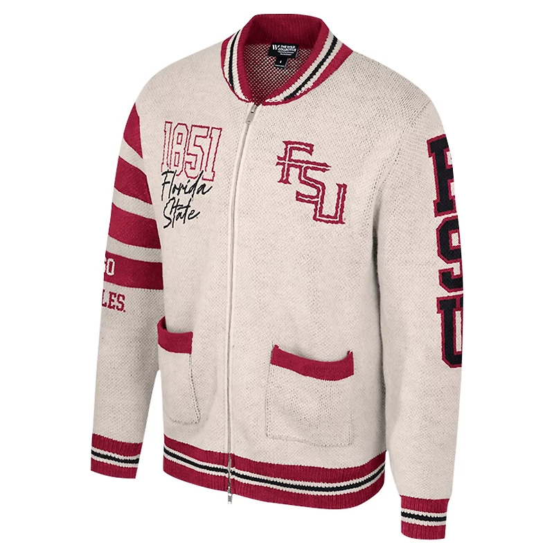 Colosseum Florida State Seminoles Jacquard Full-Zip Sweater
