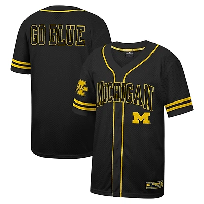 Colosseum Michigan Wolverines Free Spirited Mesh Button-Up Baseball Jersey