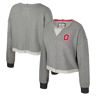 Colosseum Ohio State Buckeyes Magnum Scoop Neck Cropped Pullover Sweatshirt