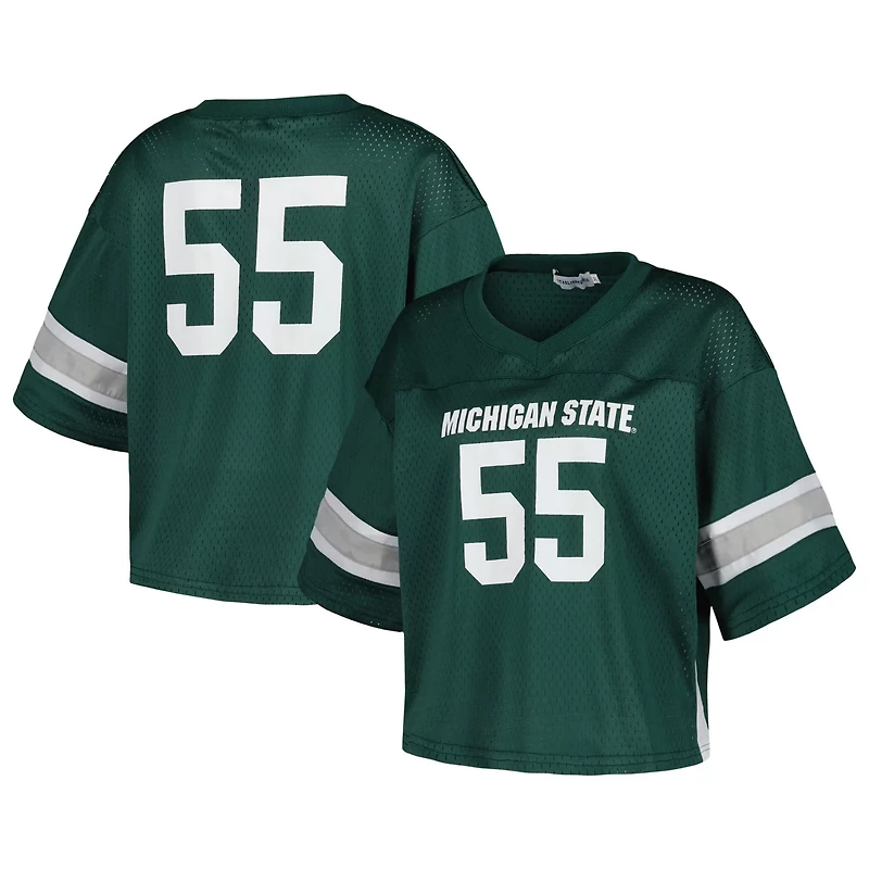 Established  Co 55 Michigan State Spartans Fashion Boxy Cropped Football Jersey