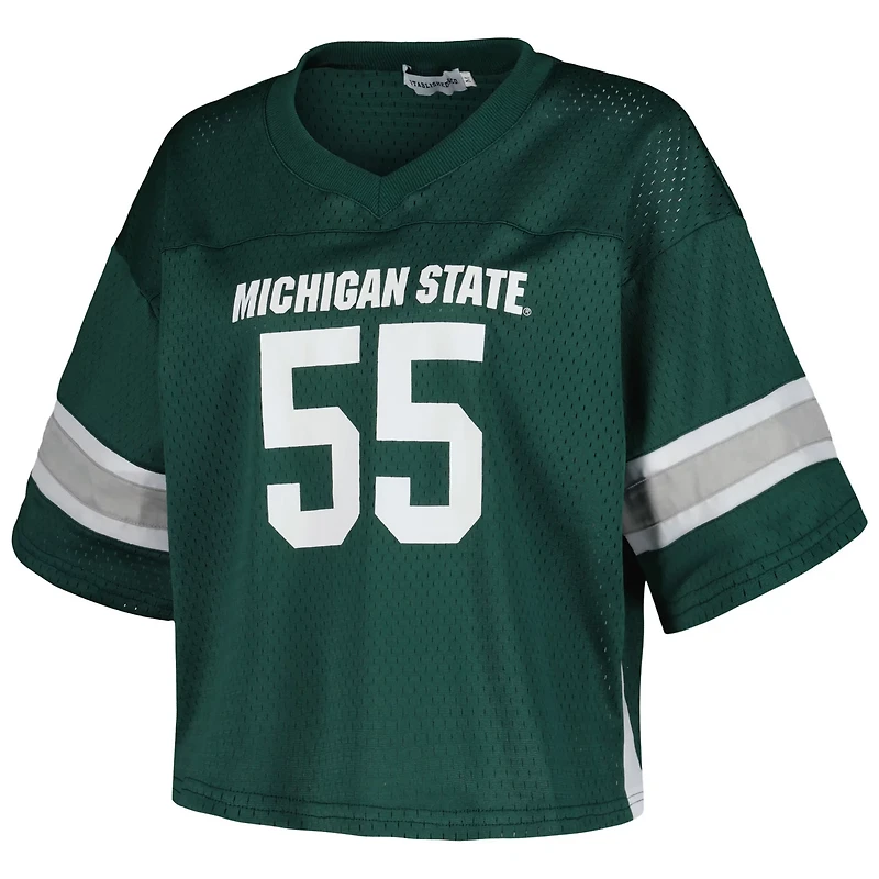 Established  Co 55 Michigan State Spartans Fashion Boxy Cropped Football Jersey