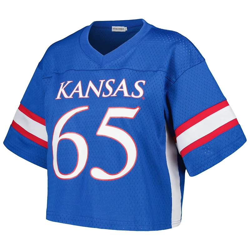 Established Co 65 Kansas Jayhawks Fashion Boxy Cropped Football Jersey