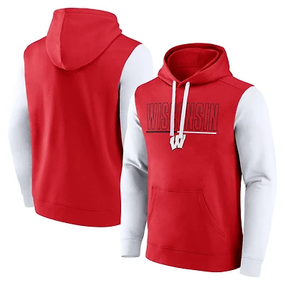 Fanatics White Wisconsin Badgers Outline Pullover Hoodie