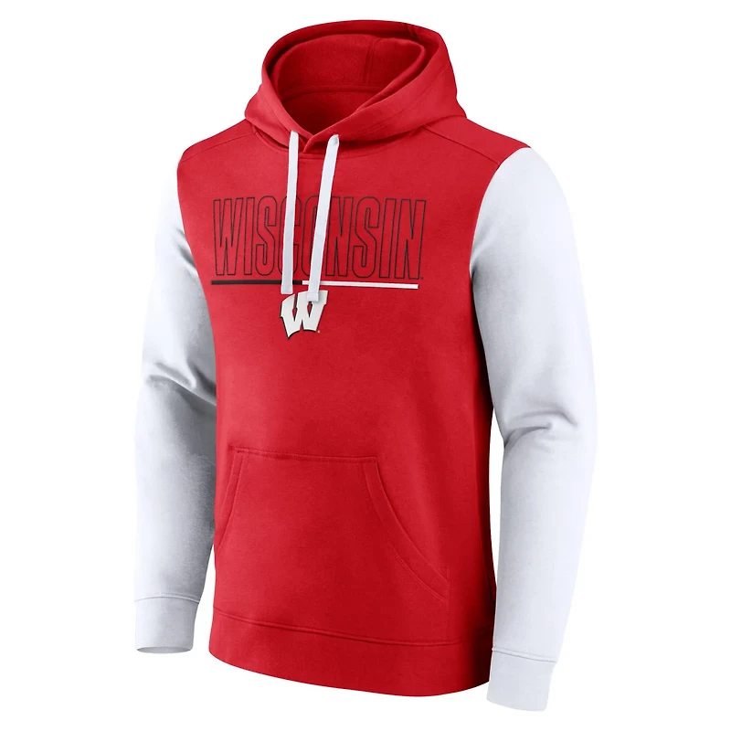 Fanatics White Wisconsin Badgers Outline Pullover Hoodie