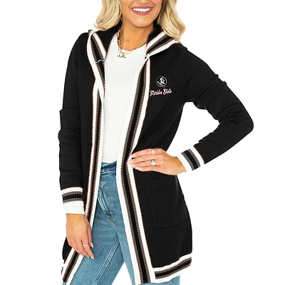Gameday Couture Florida State Seminoles Stripe Detail Tri-Blend Hoodie Cardigan Sweater