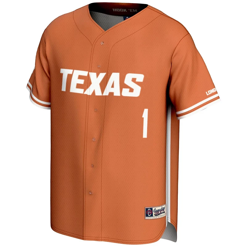 GameDay Greats 1 Burnt Texas Longhorns Lightweight Baseball Jersey