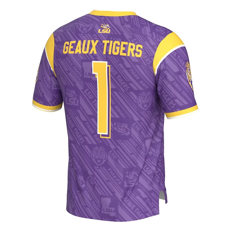 GameDay Greats 1 LSU Tigers Highlight Print Football Fashion Jersey