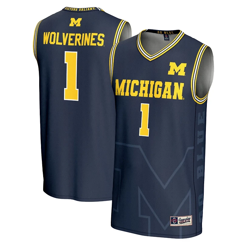 GameDay Greats 1 Michigan Wolverines Icon Print Lightweight Basketball Fashion Jersey